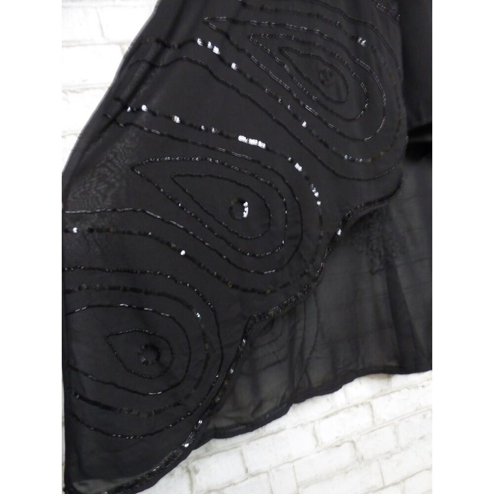 $229 Roaman's Black Beaded Chiffon 3 Piece Jacket Tank Pant Set 34W NEW - Picture 9 of 16